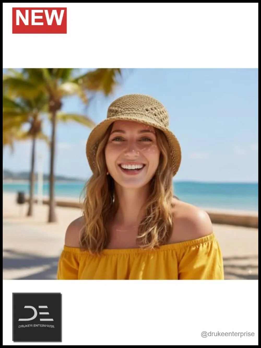 Straw Bucket Hat for Women - Packable Woven Knitted Sun Hat